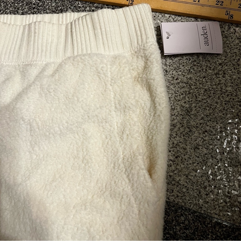 NWT Auden Teddy Fleece Jogger Pants Off White XXL - Picture 5 of 11